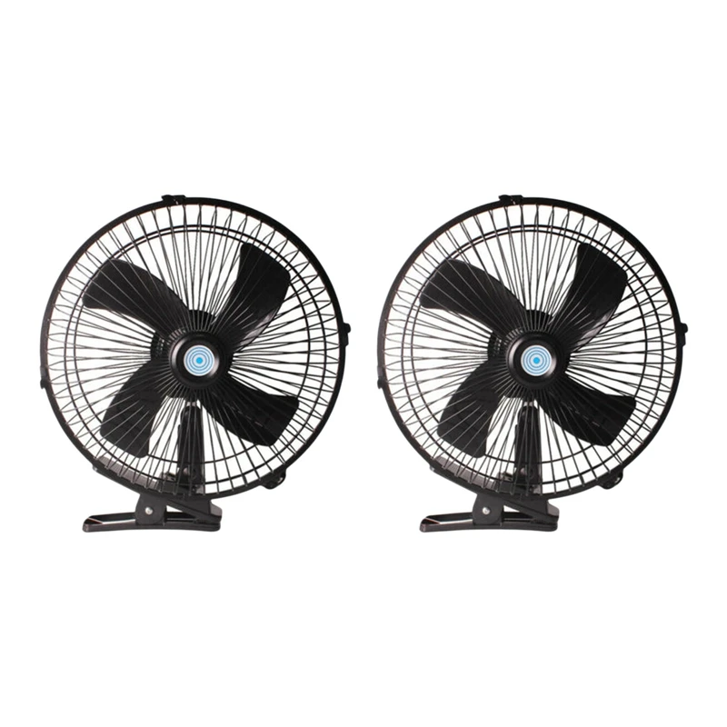 2X 10 Inch 12V Car Electric Fan Adjustable Speed Oscillating Cooling Fans With Clip For Home Travel Car Truck