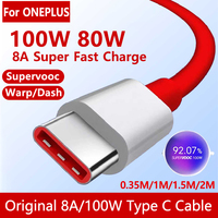 Original For Oneplus 100W Supervooc Warp Fast Charge Usb Type C 8A Cable For One Plus 12R 11 11R 10 9 Pro 8T Nord CE4 ACE 3V Pad