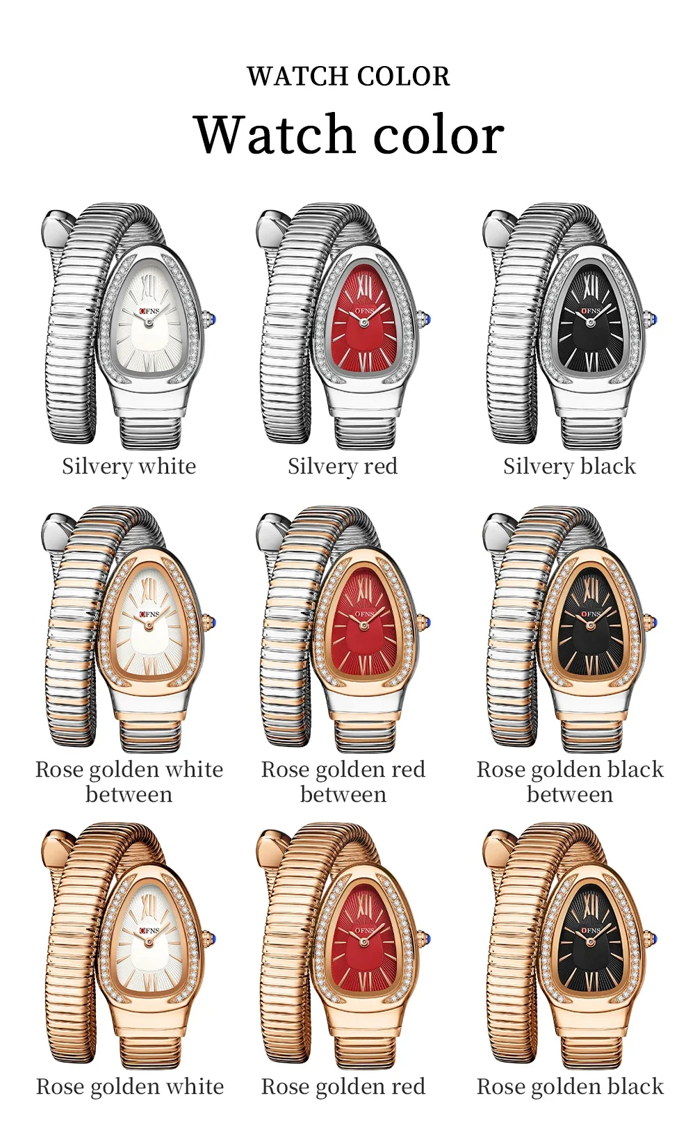 OFNS 1573 Женские кварцевые часы в стиле ретро со змеевидной бриллиантами, инкрустированные двойной иглой, элитные женские кварцевые стрелки 2025