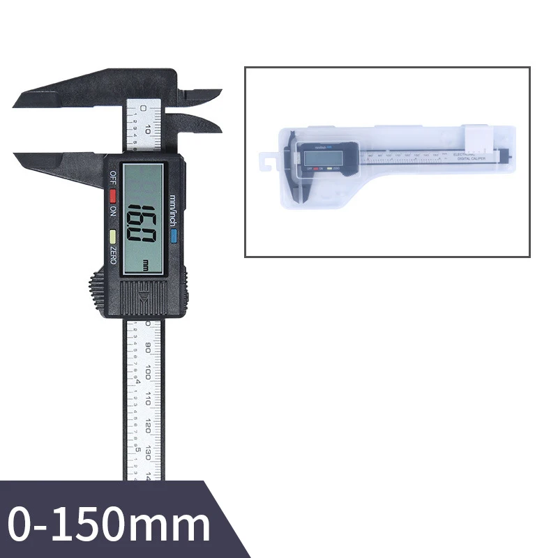 Calibrador Vernier Digital LCD U50, herramienta de medición de 150mm, 6 pulgadas, fibra de carbono, micrómetro electrónico