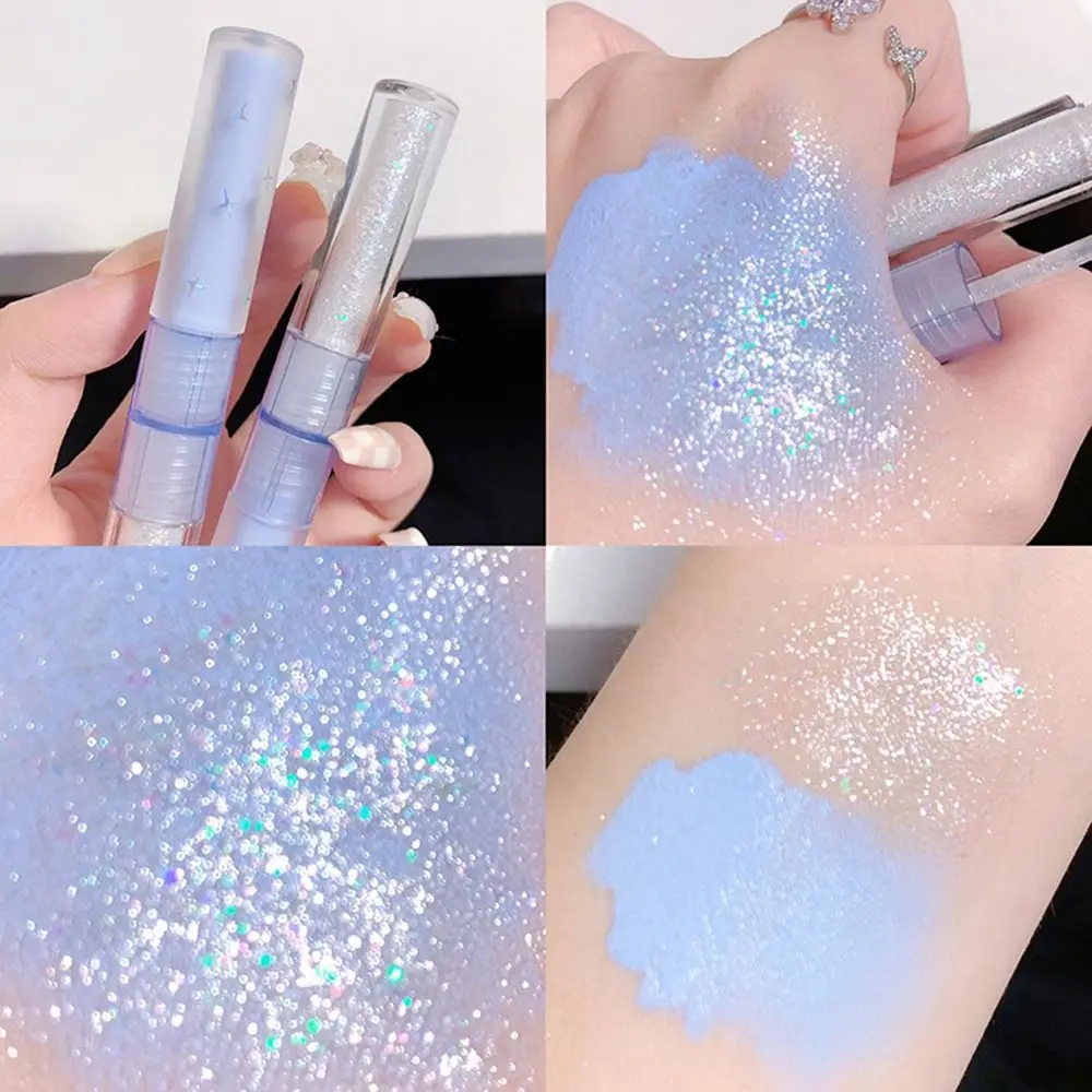 Glitter Dubbele Kop Vloeibare Oogschaduw Matte Lichtgewicht Diamant Oogschaduw Sneldrogende Verhelderende Oogmake-Up Tool Make-Up