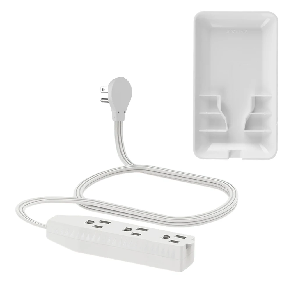 Flat-Face Outlet Extender with 3 Receptacles, Ultra-Thin Wall Plate Plug with Cord Extender and 3-Outlet Power Strip,1650W，125V