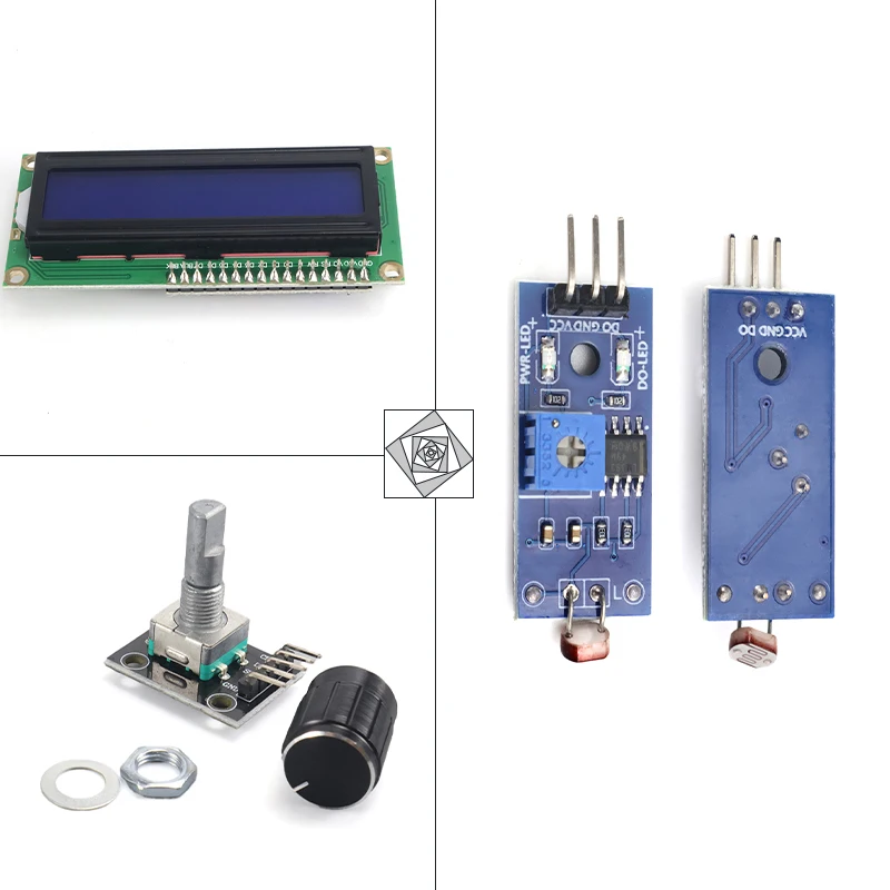 Rotary Encoder, Photosensor, 1602A LCD Display, User Interface Module Pack for Arduino Control Panel, Individual Sale