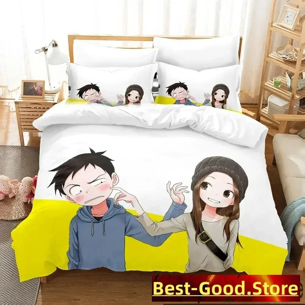 Anime Teasing Master Takagi-san Bedding Set 3D Duvet Cover Bed Set Quilt Cover Pillowcase Comforter king Queen Size Boys Adult