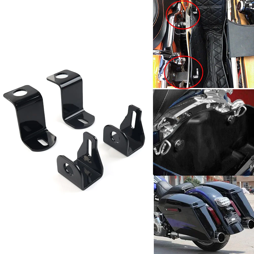 1Set Motorcycle Saddlebag Lock Mounting Kit Glossy Black For Harley Touring Road King Street Electra Road Glide 1999-2007