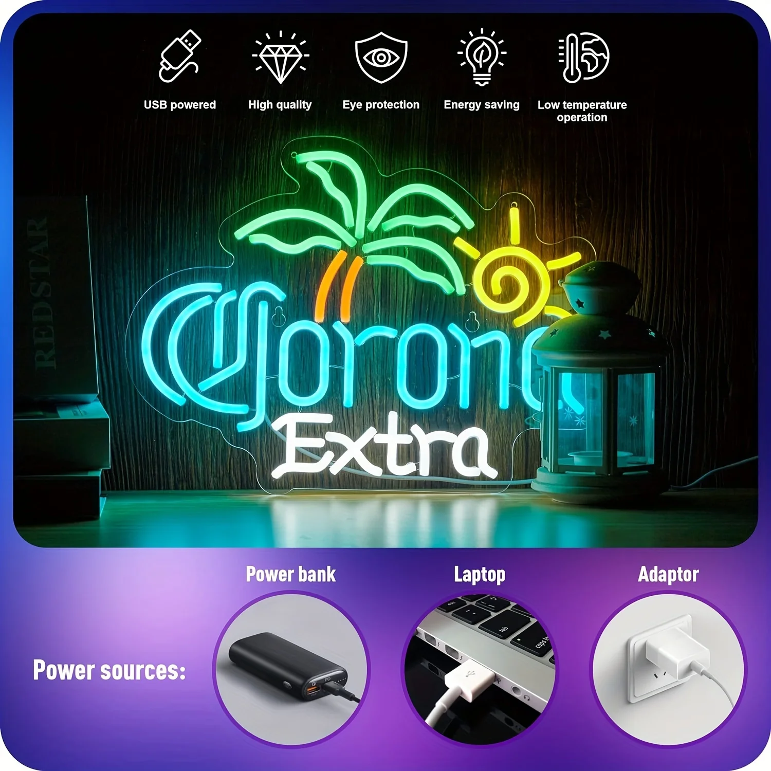 Palm Tree Coron Extra Neon Sign - Vibrant Light Up Art for Man Cave, Sports Bars & Pubs - Durable Beer Store Decor