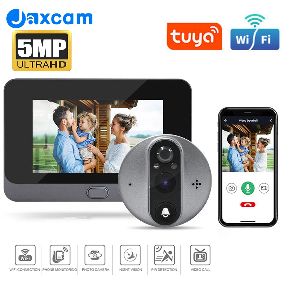 

Smart 4.3 Inch 1080P Tuya WiFi Video Doorbell Eye Peephole Camera PIR Motion Detection Two Way Audio Digital Door Viewer