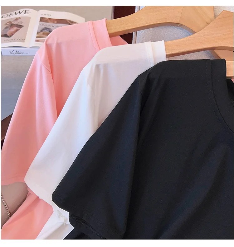 170Kg Plus Size Women\'s Bust 170 Summer Loose Short Sleeve Split T-shirt Black White Pink Large 5XL 6XL 7XL 8XL 9XL 10XL