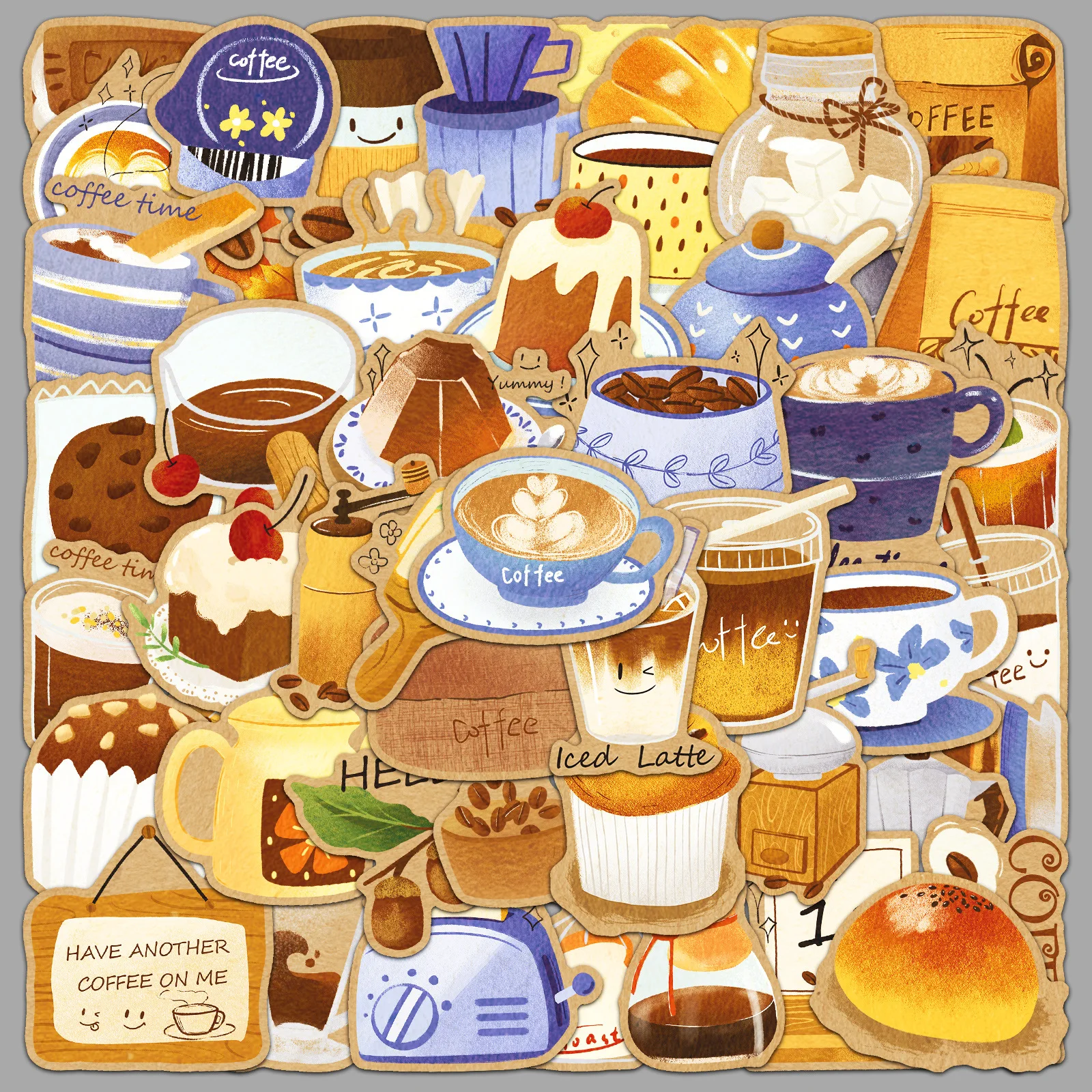 10/30/50 قطعة ملصقات الكتابة على الجدران القهوة الكرتون مرسومة باليد ملصقات الزخرفية الإبداعية DIY بها بنفسك الغيتار الهاتف كوب ماء سكيت