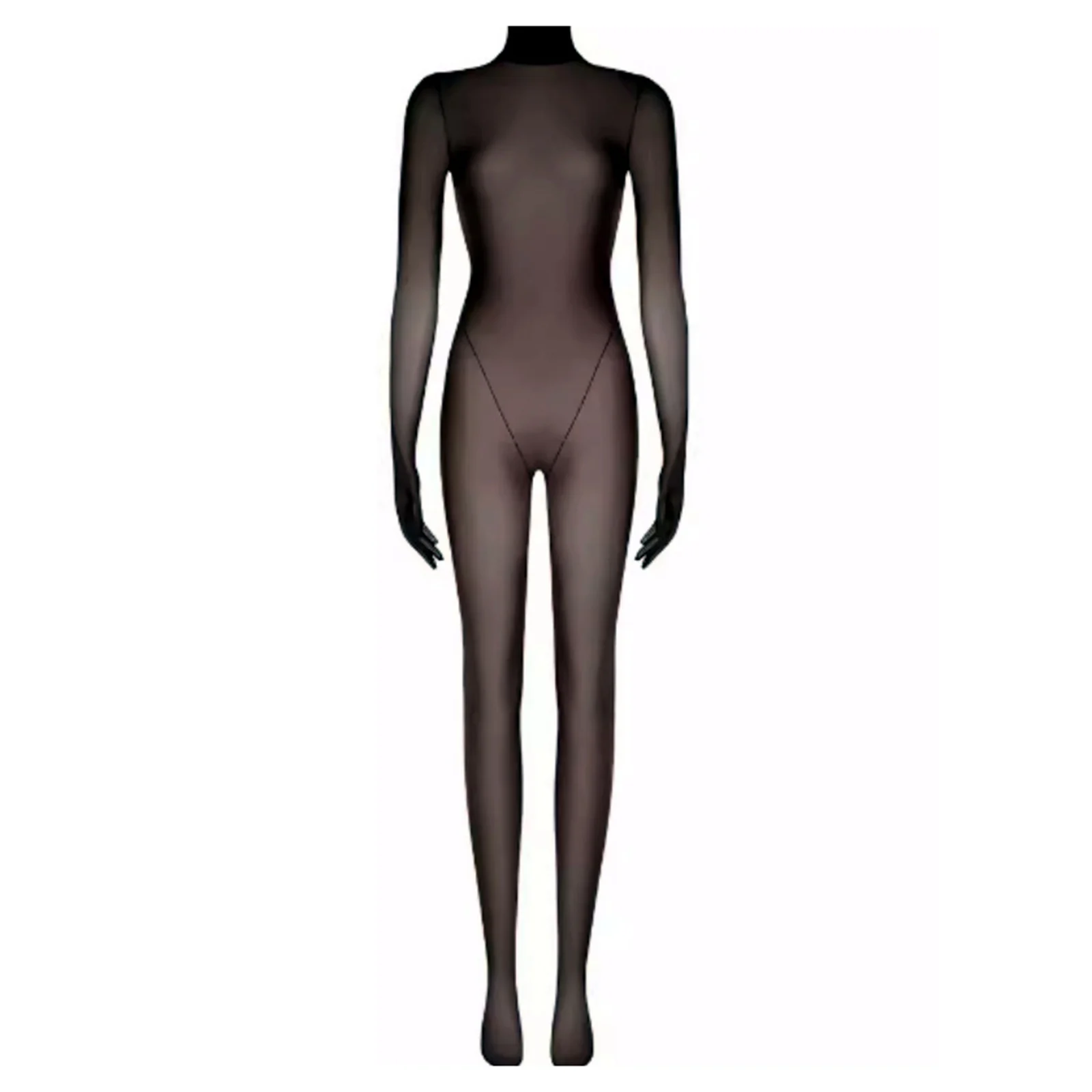 Womens Exotic Teddies Sexy See Through Bodystockings Jumpsuit Full Finger Gloves Full-body Bodysuit Leotard Unitard Nightwear