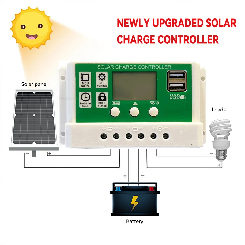 ECGSOLAX PWM Solar Charge Controller 10A 20A 30A 12V 24V Auto Batteries Charger Solar Regulator With LCD Diaplay Max PV 50VDC