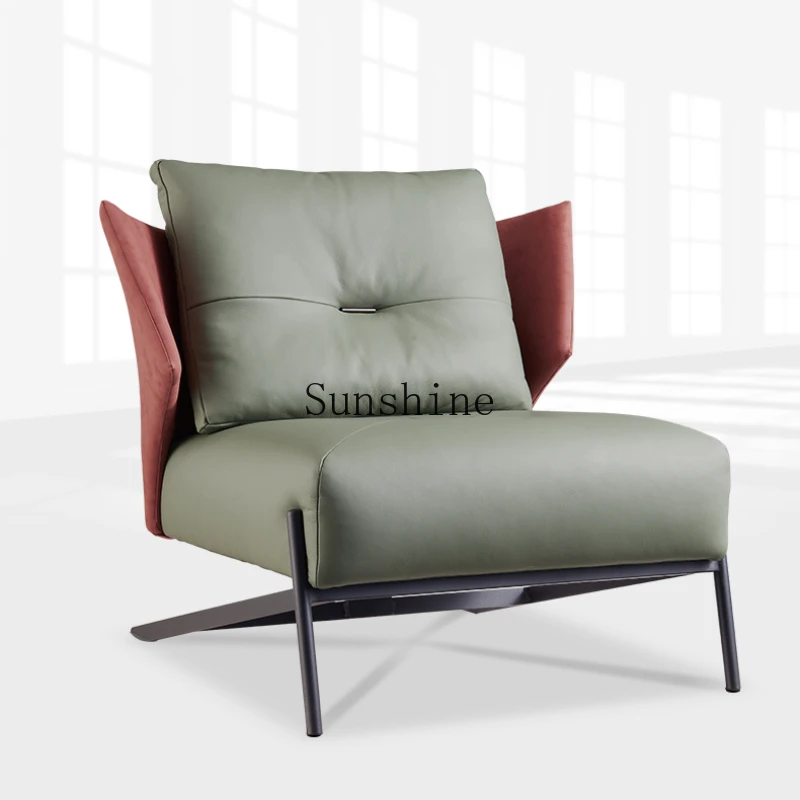 Italian single armchair modern living room home leather lounge chair