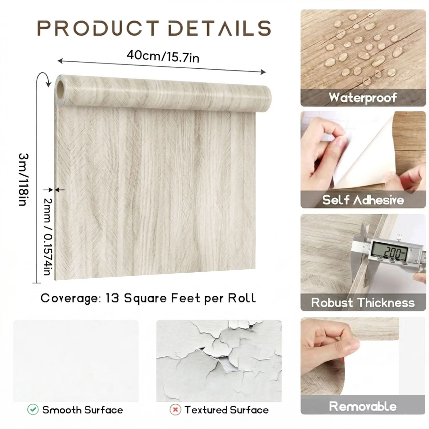 

3m IXPE Wood Grain Self Adhesive Wall Sticker Waterproof Removable Peel and Stick Wallpaper for Home Decoration