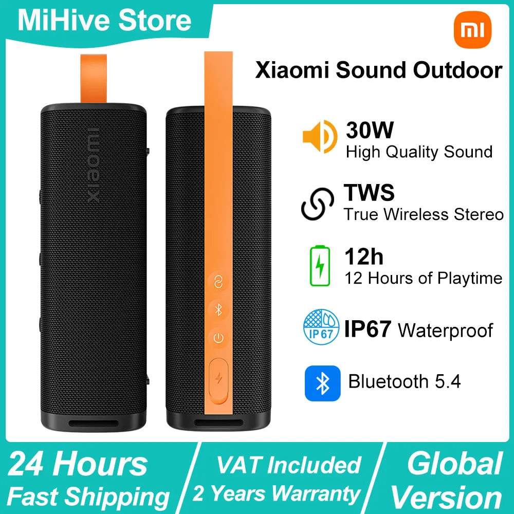 Xiaomi Sound Outdoor, enceinte portable 30W, combo stéréo TWS, enceinte sans fil légère BT5.4, autonomie de la batterie de 12h