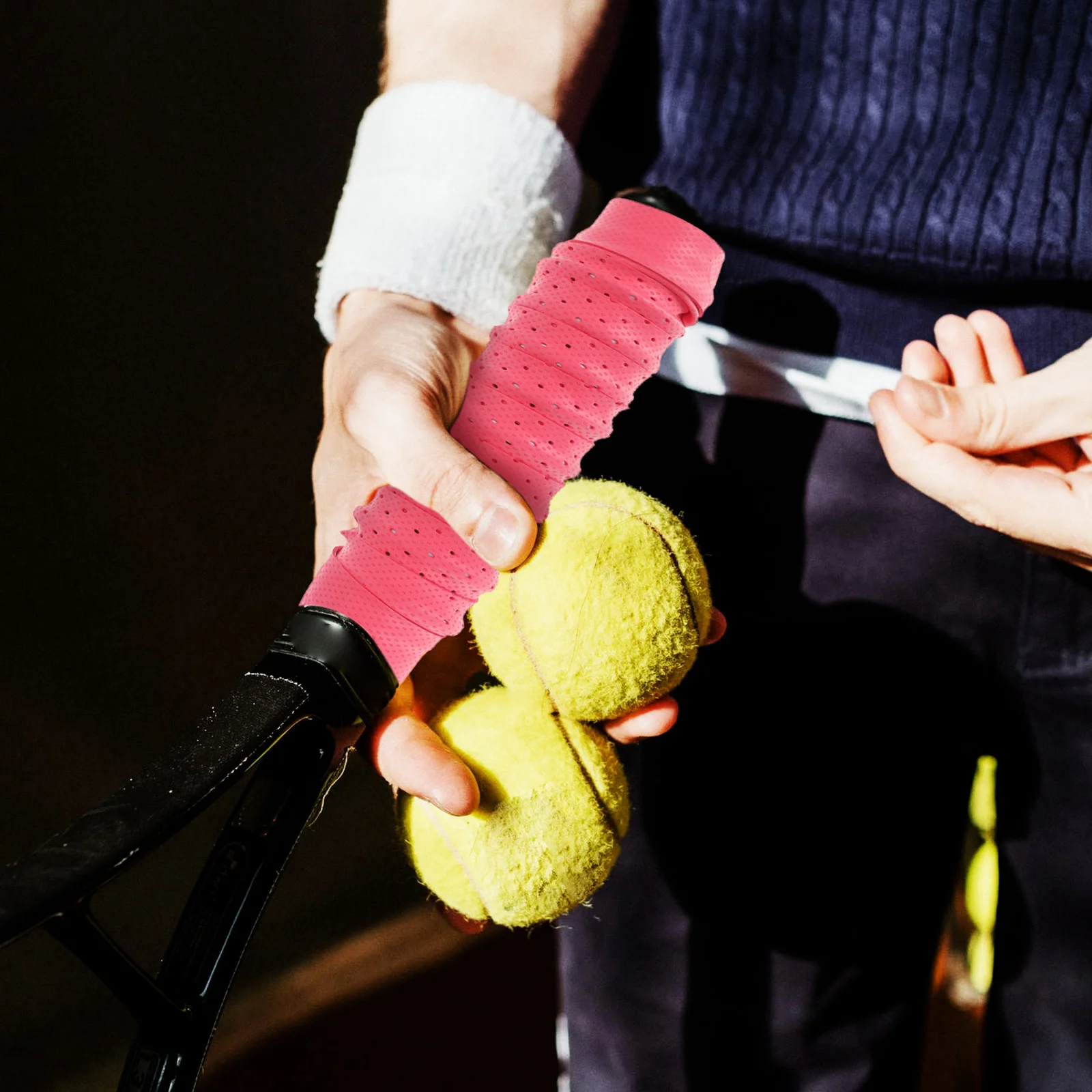 5 Pcs 댐퍼 라켓 스웨트 밴드 테니스 미끄럼 방지 랩 오버 그립 낚싯대 벨트