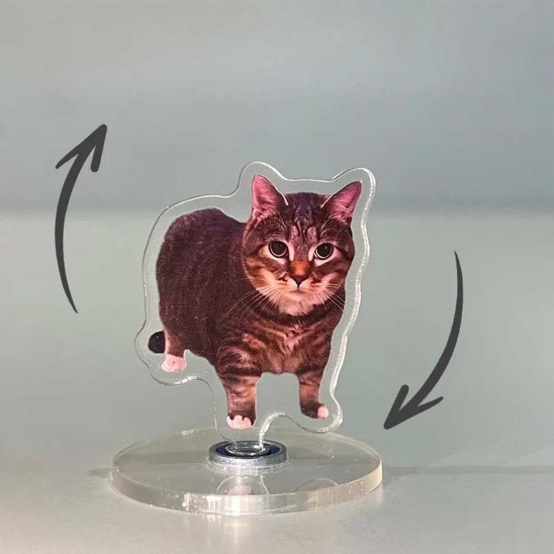 Cute Oiiai Cat NEW Pattern Acrylic 360° Rotating Kitten Stands for Desk Decoration Home Decor Car Motorcycle Kids Adults Gifts