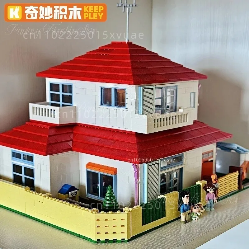 Keeppley Crayon Shin-chan Big House Building Block Assembly  Anime Model Toy Collection Large Ornament Children's Christmas Gift