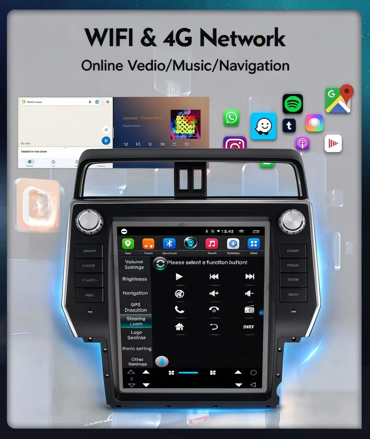Android Touch Screen For Toyota Land Cruiser Prado 150 2018 2019 Car Radio Tape Recorder Stereo Autoradio Central Multimidia