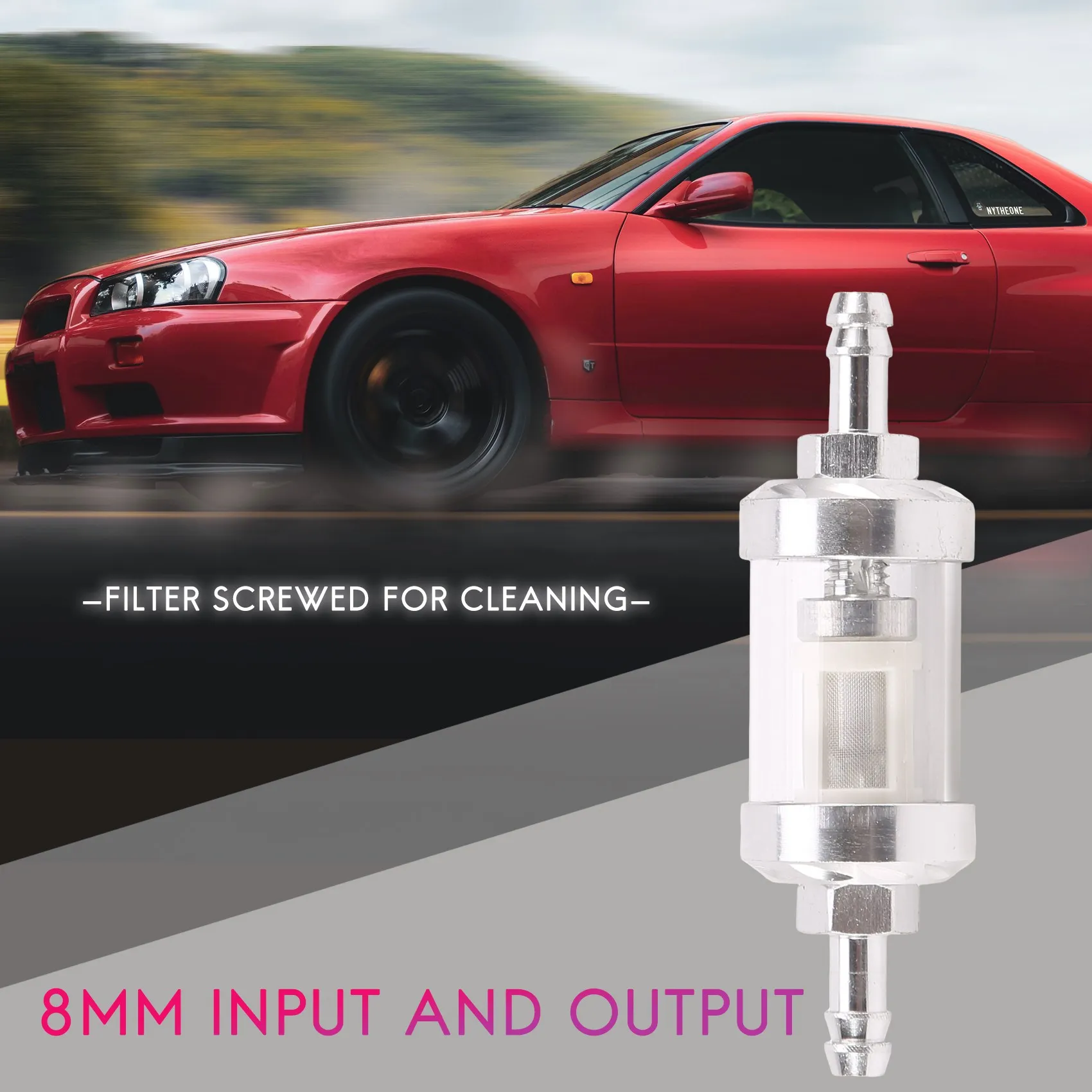 Universal Chrome Gl  Fuel Petrol crude oil engine Inline Filter 5/16 "8mm Silver for Motorcycles image 3