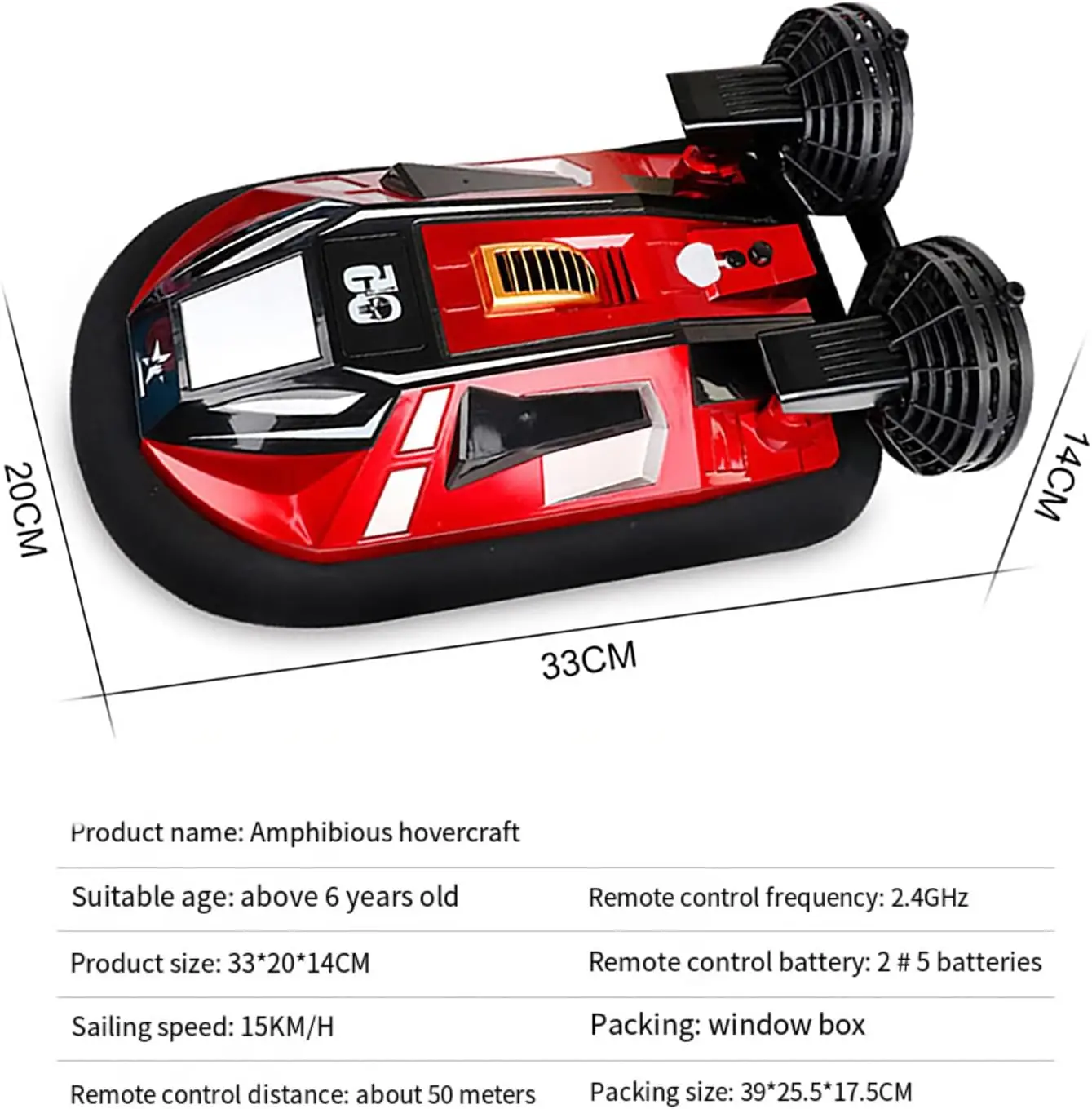 원격 조종 보트 호버크라프트 14세 이상 소년 초보자용 RC 수륙양용 선박 15km/h 듀얼 모터 얼음 위에서 걷기 가능 4W