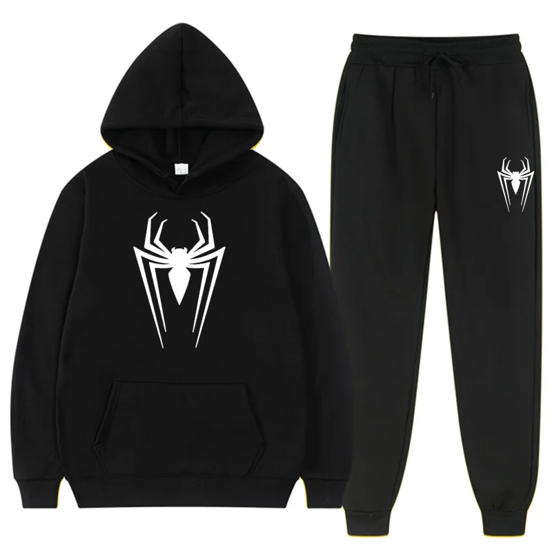 Men's female Tracksuit Casual Jogging Suit Sweatshirt set Hoodies + Sweatpant 2pcs Fashion Warm Solid spider Sportswear