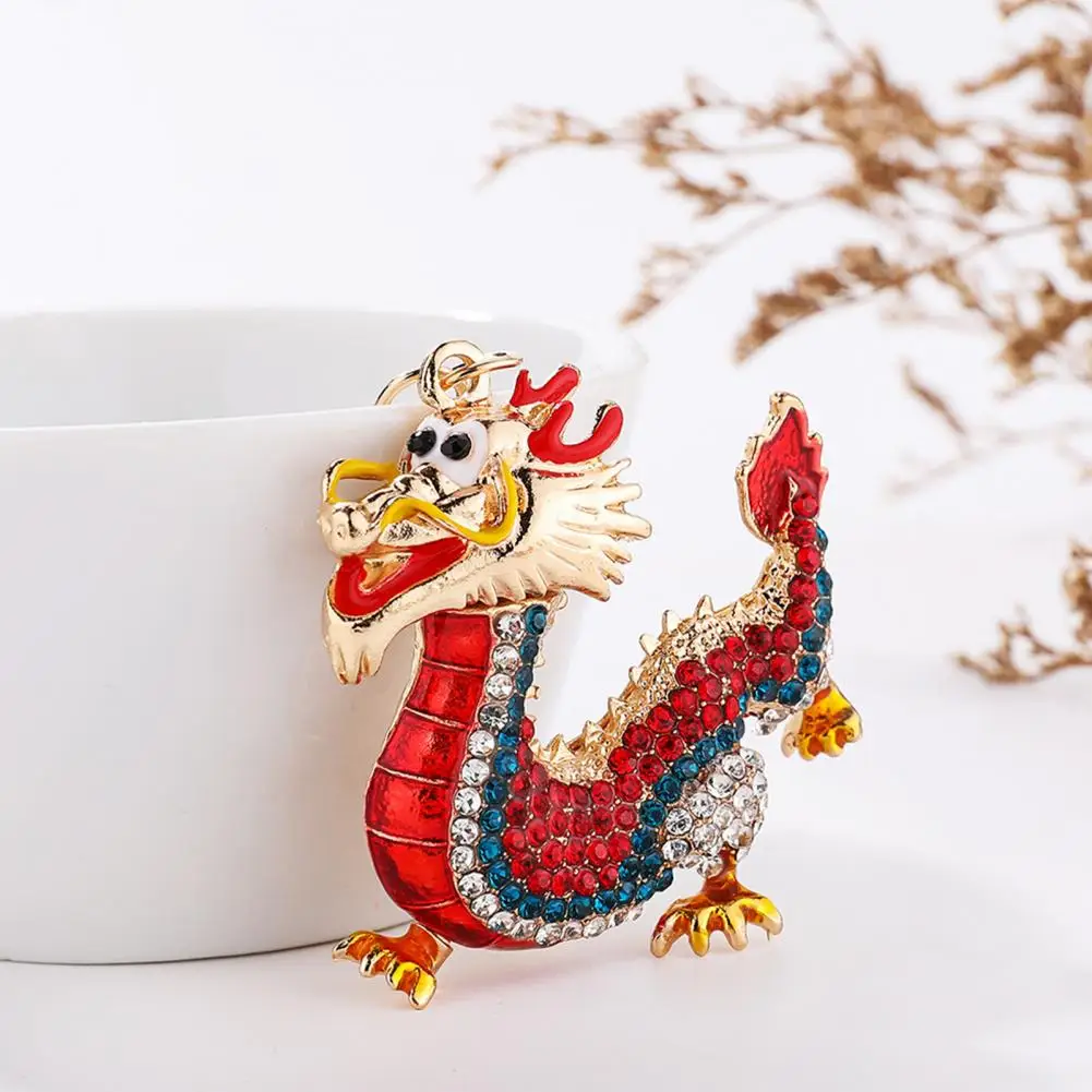 Zinc Alloy Dragon Keychain Lovely Lucky Chinese Dragon Hanging Ornament 3D Cartoon 2024 Year Of Dragon Pendant