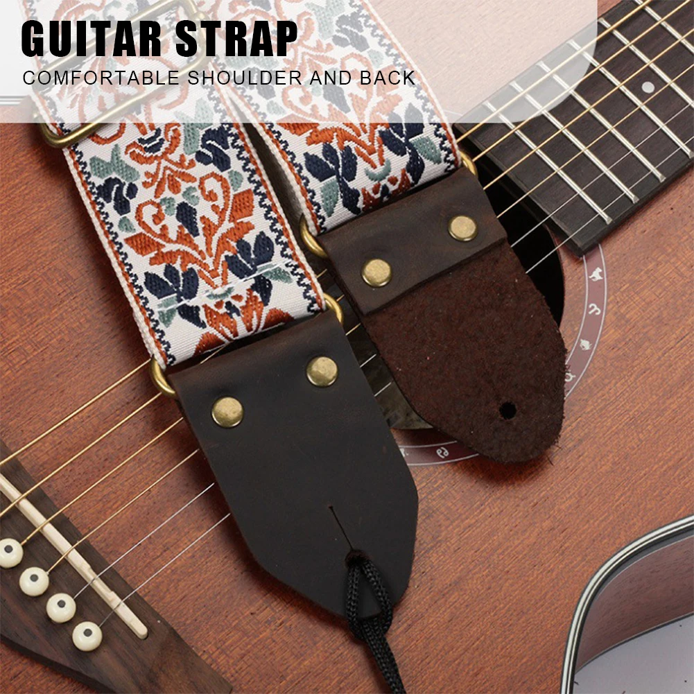 Guitar Shoulder Strap Adjustable 5cm Width Jacquard Guitar Strap with Tail Pin for Acoustic Guitar/Electric Guitar/Bass Guitar