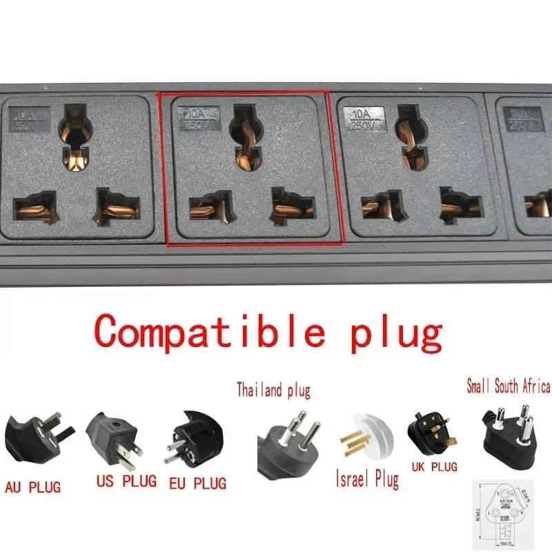 Desktop socket C14 port PDU power strip Office Electrical Universal output socket With power panel 16A 4000W overload protection