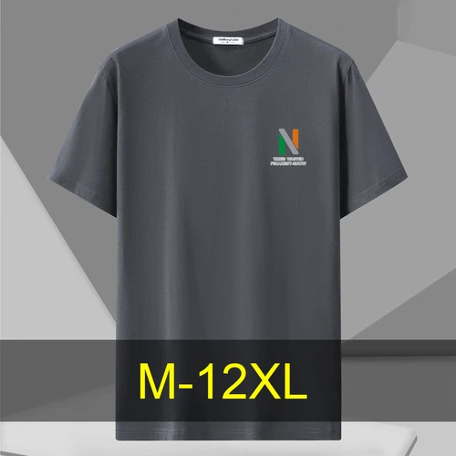 Imagen 1 del producto Camiseta de talla grande 10XL 12XL, Camiseta de algodón de verano para hombre, camiseta estampada de manga corta, camisetas casuales de moda, camiseta para hombre con cuello redondo