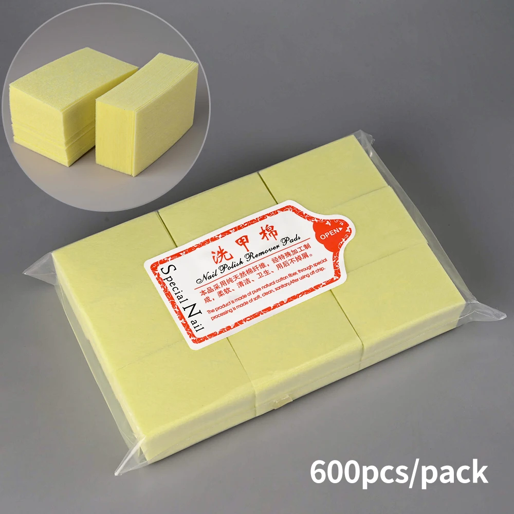 1000/600/500/100 Stück fusselfreie Nagelbaumwolle für UV-Gel-Nagellackentfernungstücher, Papierpads, 100 % Baumwolle, weiches, nicht gewebtes Nagelreiniger-Pad