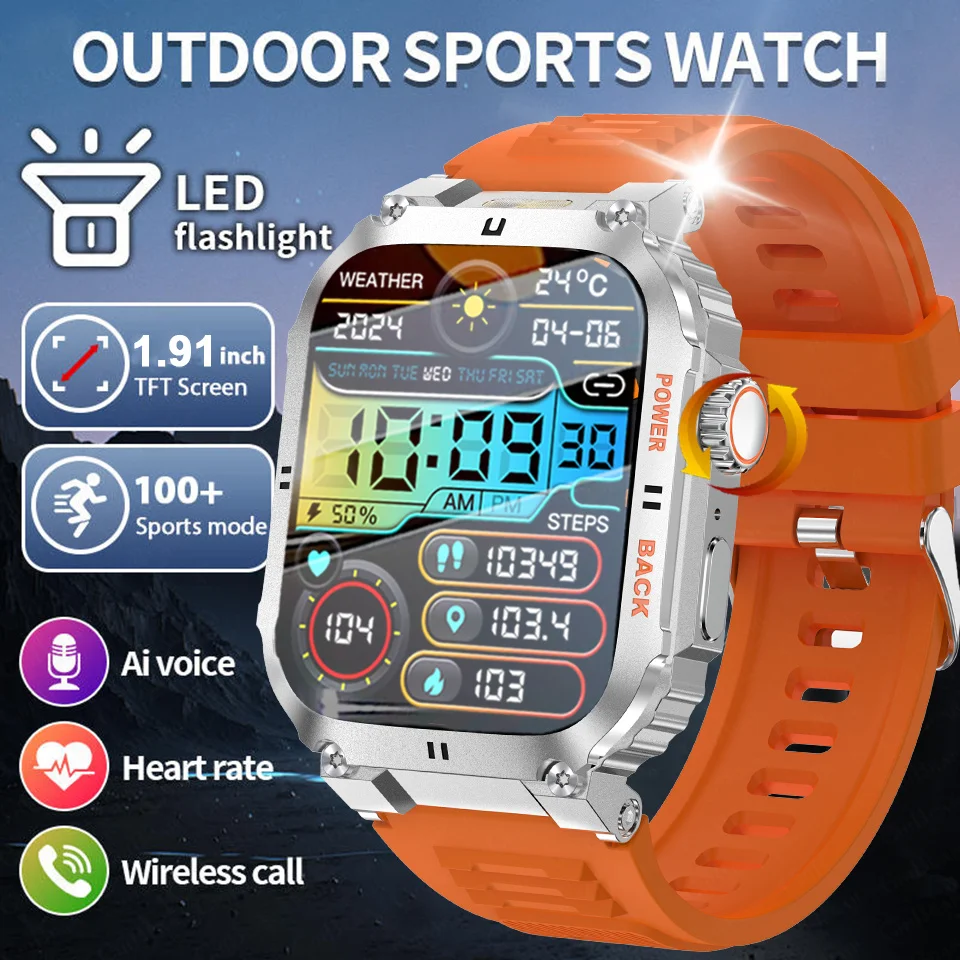 

Для Xiaomi Спорт на открытом воздухе Фитнес Смарт-часы Мужчины 1,91-дюймовый экран Bluetooth Вызов AI Голосовой пульс IP68 Водонепроницаемые умные часы