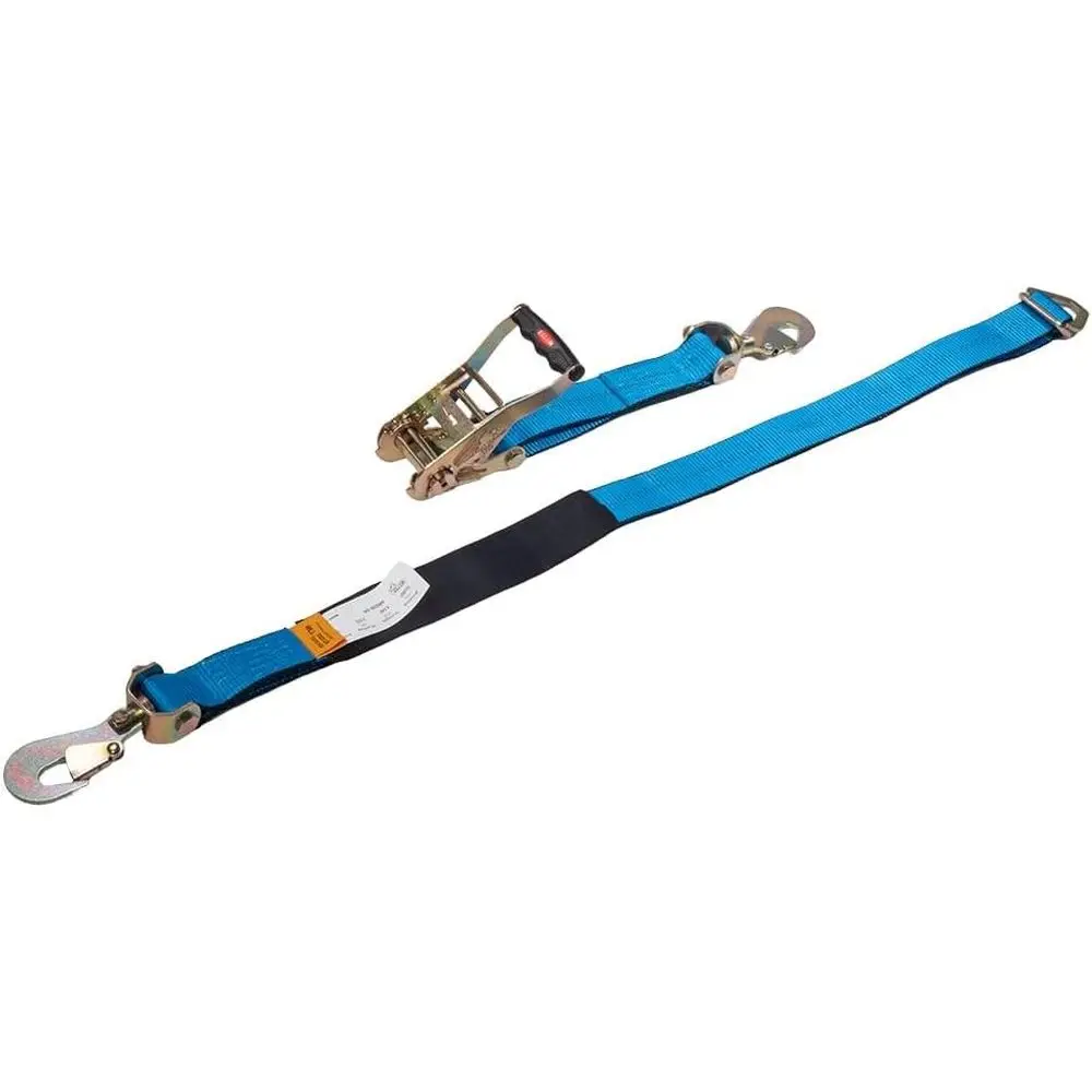 

8 Pack 2" x 8' Blue Ratchet Axle Strap - 10,000 lbs Breg Strength, loating D-Ring, Swivel Snap Hook, Ratchet Handle & Cordura Sl