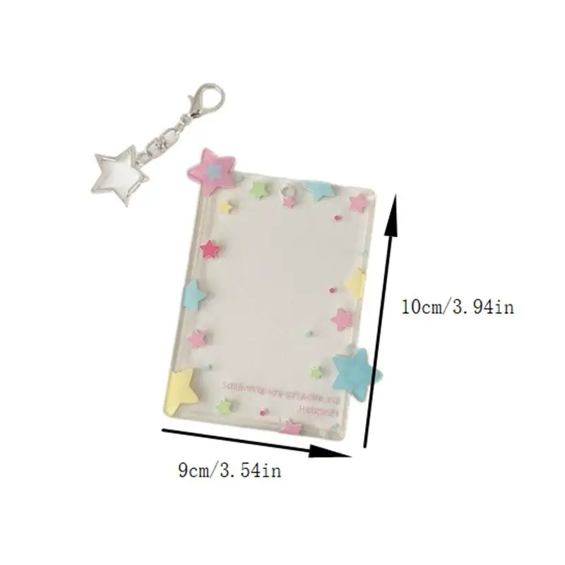 귀여운 컬러풀 스타 포토카드 홀더 3인치 카드 홀더 아이돌 사진 보관 카드 디스플레이 보호 펜던트 카드 정리함 선물