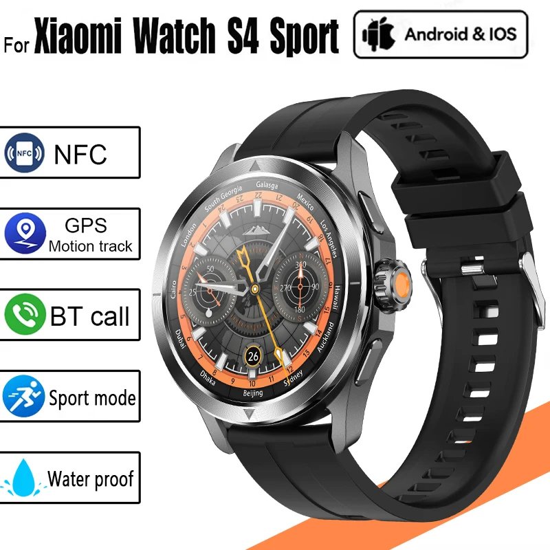 For Xiaomi Watch S4 Sports Edition GPS Smart Watch Men's HD Bluetooth Call NFC Heart Rate Waterproof Compass Sports Smart Watch