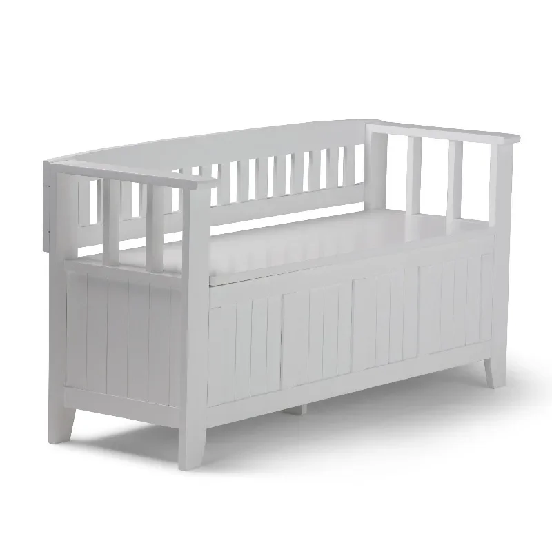 

White entryway storage bench, furniture fittings