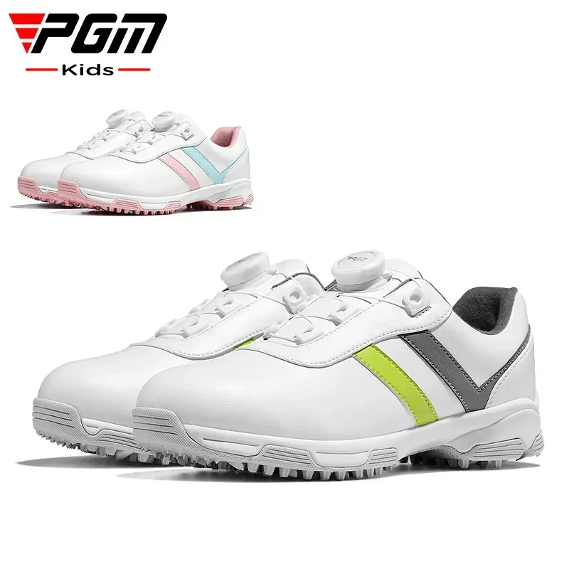 PGM Children's Golf Shoes Sports Shoes Knob Laces Waterproof Slip Shoes Boys And Girls