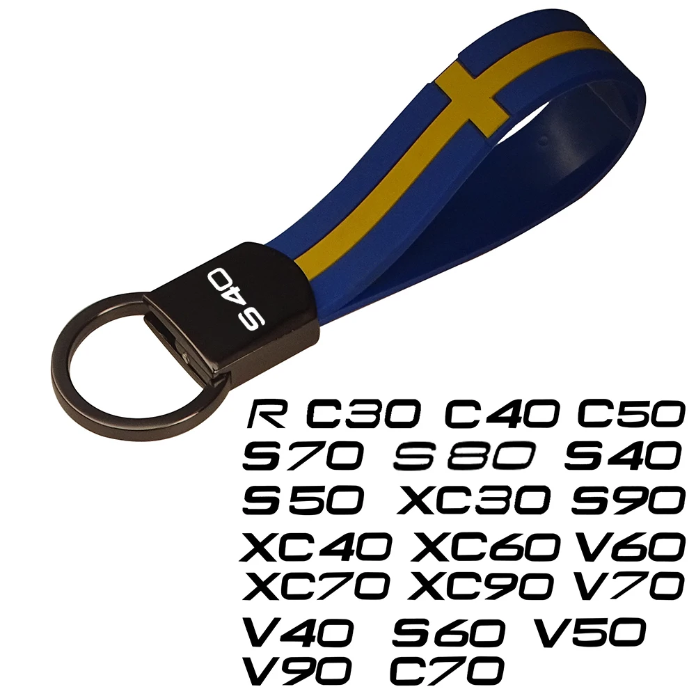 Swedish Flag Style Keychain FOR Volvo R DESIGN XC90 XC60 XC70 C60 XC40 V40 S90 S80 S60 S50 S40 C70 C40 C30 S70 C90 Accessories