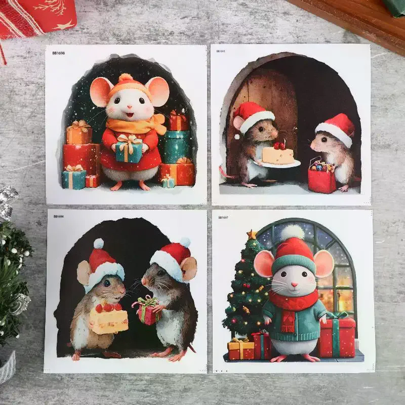 Cute Christmas Small Mouse Hole Wall Stickers Xmas Decoration For Home Navidad Merry Christmas New Year Accessories