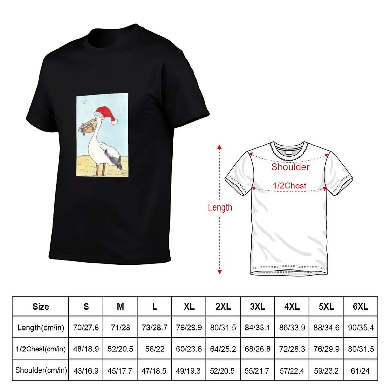 Carol Hazel Pelican Christmas T-Shirt Utility Work Short Sleeve Top