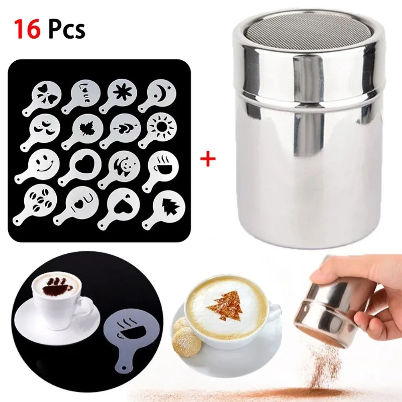 Fancy Coffee Printing Model Cappuccino Mold Latte Coffee Tools Barista Stencil Sugar Chocolate Cocoa Coffee Decor Tool Set