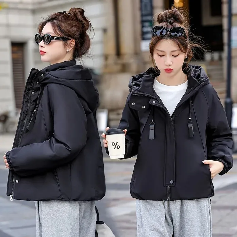 

2026 New Winter Parkas Short Padded Jacket Women Korean Fashion Hooded Thick Warm Cotton Coat Female Ladies Loose Outwear B1408