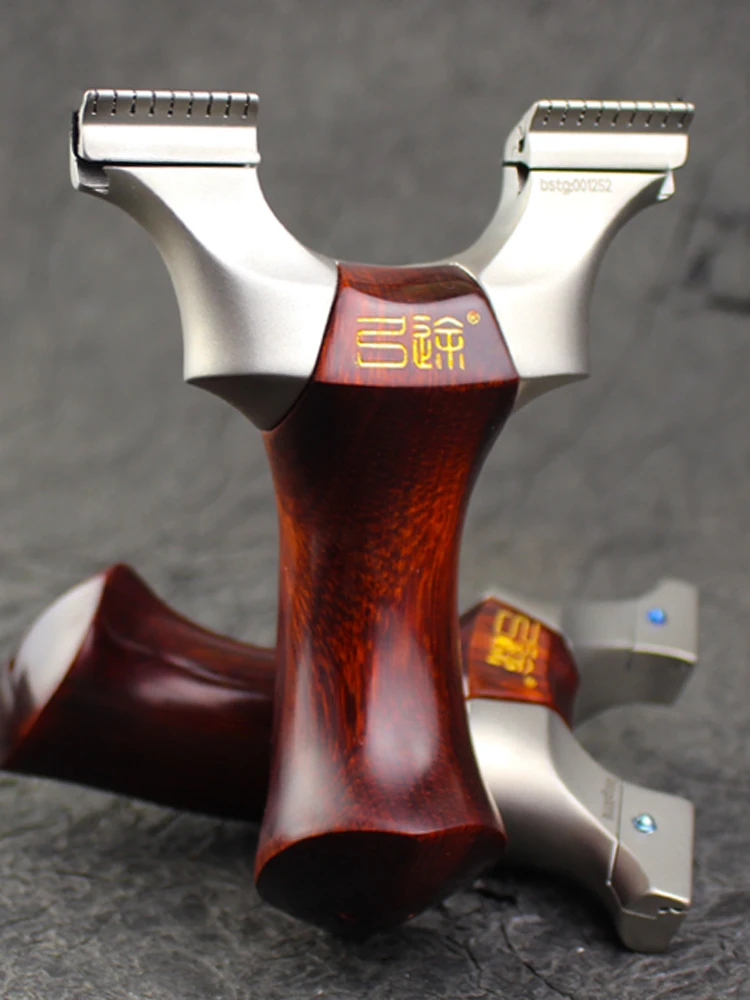 lance-pierre-d'archerie-manche-en-bois-veritable-cuir-plat-deuxieme-generation-design-dents-de-dragon-haute-precision-jouet-d'exterieur-pour