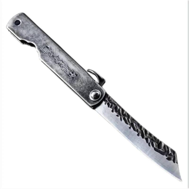 Folding Knife Knife with Brass Handle Stainless Steel Folding Knife Keychain Knife Portable Sharp Fruit Knife Folding Knife image 5