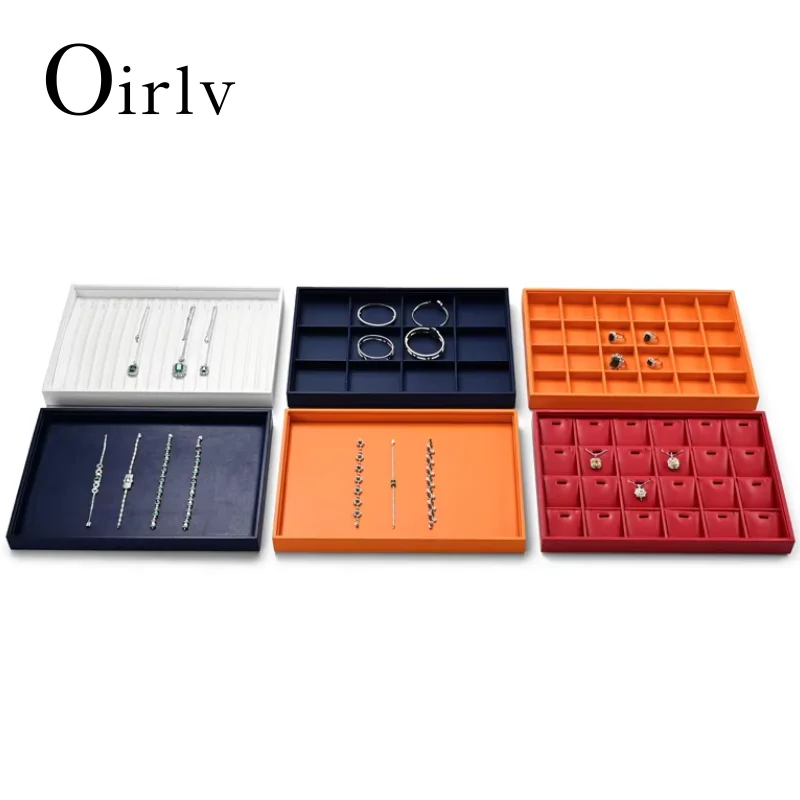 

Oirlv Leather Multicolored Jewelry Tray Organizer: Jewelry Display Plate, Jeweler Display Stand for Ring Necklace Display props