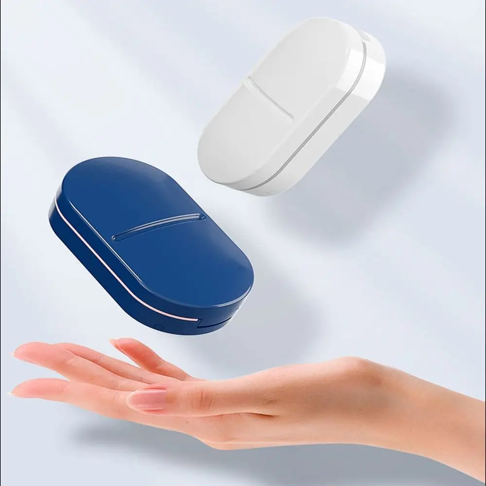 Stainless Mini Medicine Box Silica Gel Sealed Travel Pill Box Multifunction Separate Storage Medicine Slicer Case