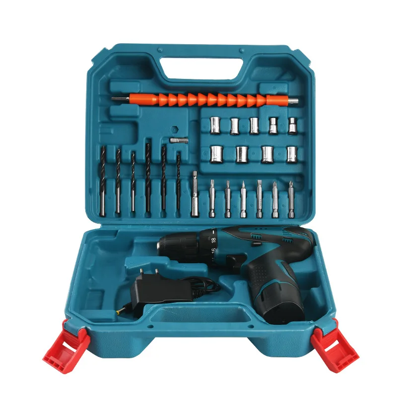 Juego de Destornilladores Eléctricos de 24 Piezas, Taladro de Litio Multifuncional de Doble Velocidad para el Hogar, Estuche de Almacenamiento de Herramientas Manuales