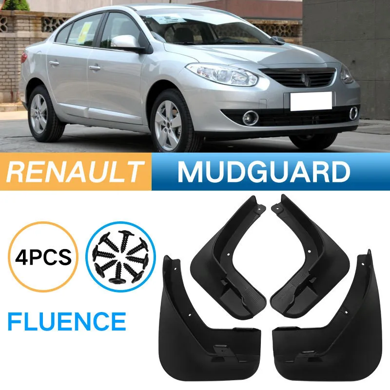 4pcs Car Tyre Mud Guards Mud Fenders For Renault Fluence 2010-2021 Samsung SM3 4pcs Mudguards Mudflaps Splash Guards Accessories