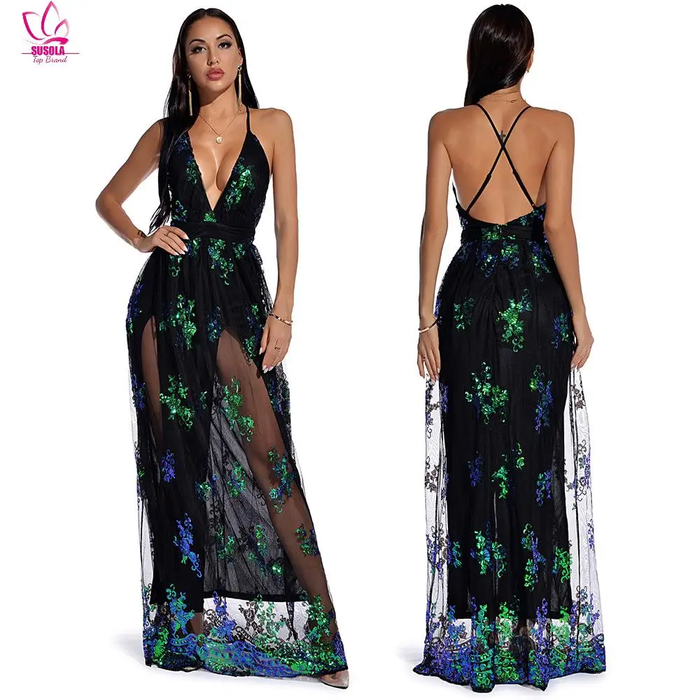 Sexy Club Outfits Sequin Party Woman Dress Women Summer Clothes Bodycon Vintage Maxi Dress Elegant Backless Long Dresses Vestido