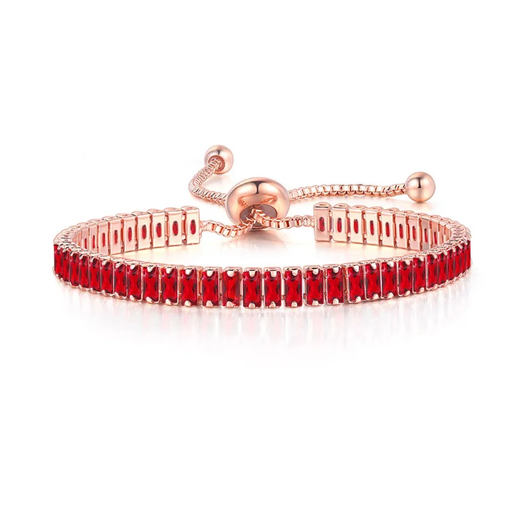 Iced Out Crystal Tennis Armbanden Voor Vrouwen Mannen Zwarte Rechthoek Zirconia Verstelbare Ketting Hiphop Sieraden Groothandel DZH051