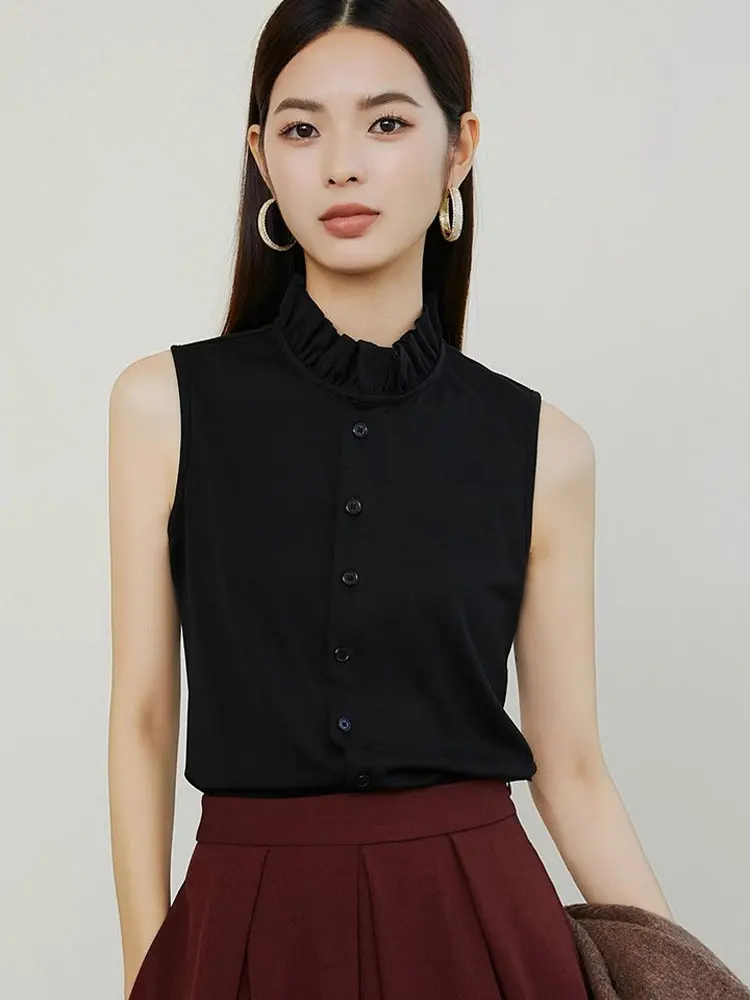 Ele exclusivo casual comute sle blusa gola de renda svel irt roupa interior primavera 2025 na moda topo feminino faion